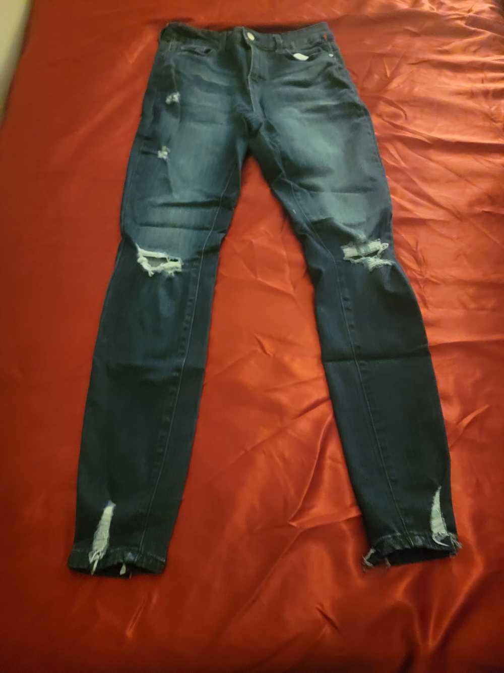 True Craft Women’s Dark Blue Distressed Skinny Jeans